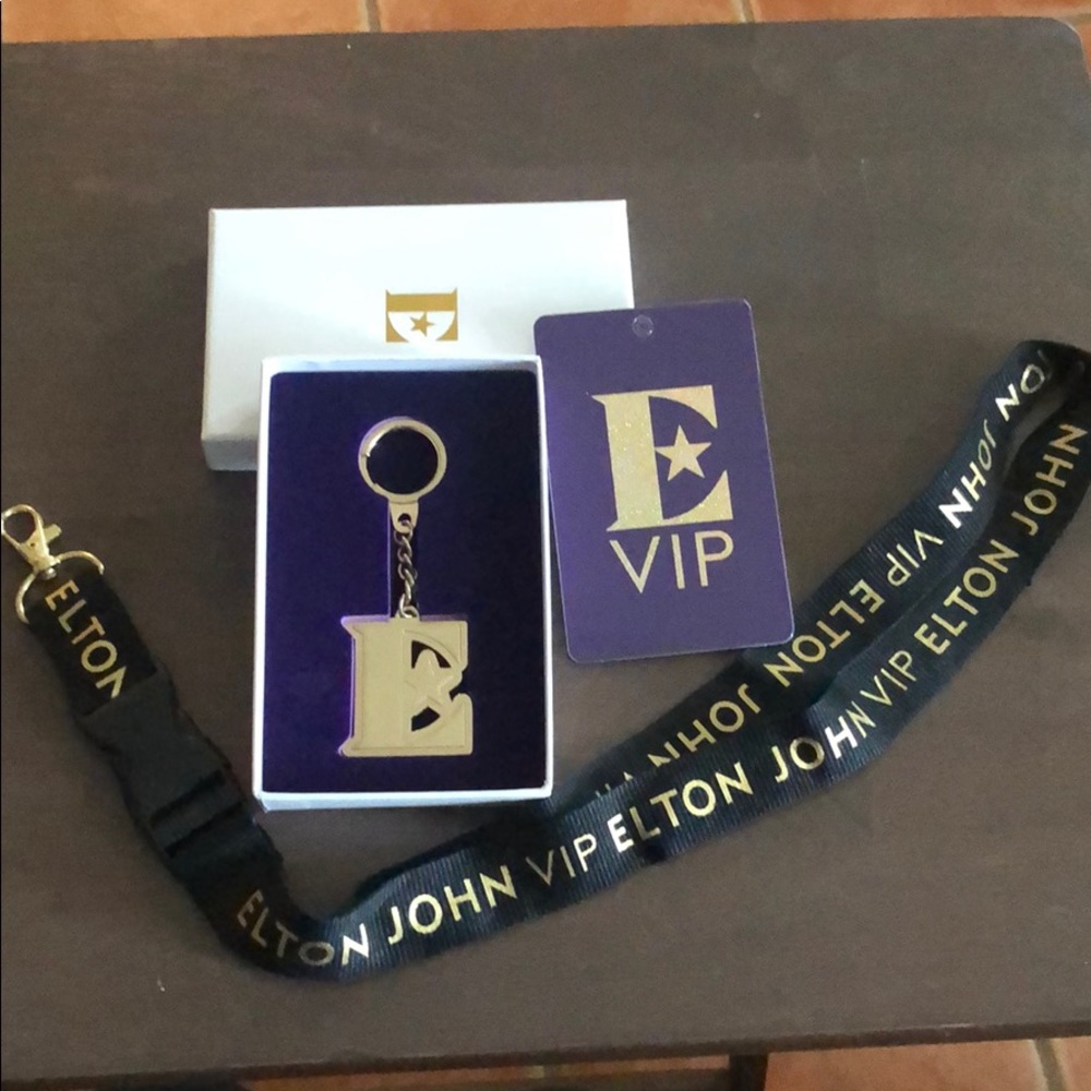 Elton John keychain and lanyard